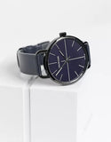 Calvin Klein Even Blue Dial Blue Leather Strap Watch for Men - K7B214VN