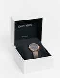 Calvin Klein Minimal Black Dial Rose Gold Mesh Bracelet Watch for Men - K3M2162Y