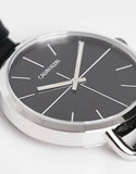 Calvin Klein Even Black Dial Black Leather Strap Watch for Women  - K7B231CZ