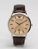 Emporio Armani Classic Quartz Brown Dial Brown Leather Strap Watch For Men - AR2427