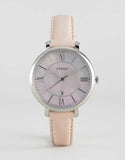 Fossil Jacqueline Blush Mother of Pearl Dial Pink Leather Strap Watch for Women - ES4151