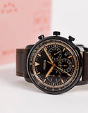 Fossil Goodwin Chronograph Brown Dial Brown Leather Strap Watch for Men - FS5529