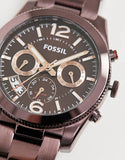 Fossil Perfect Boyfriend Multifunction Maroon Dial Maroon Steel Strap Watch for Women - ES4110