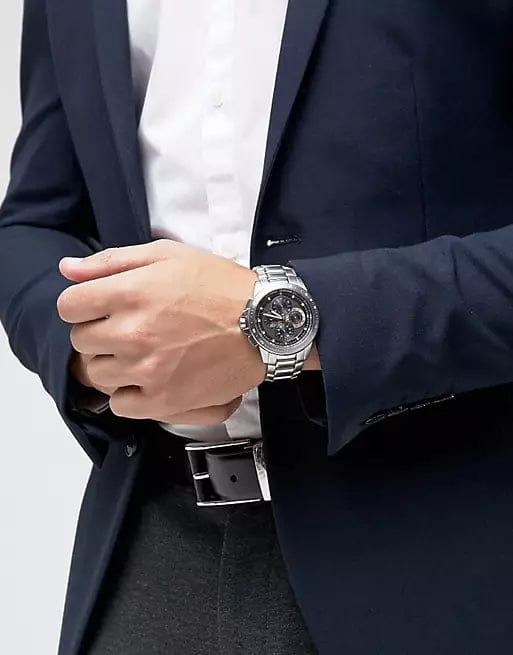 Michael Kors Ryker Chronograph Black Dial Silver Steel Strap Watch For Men - MK8528