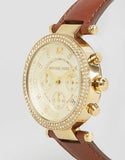 Michael Kors Parker Champagne Dial Brown Leather Strap Watch for Women - MK2249