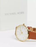 Michael Kors Pyper Quartz Silver Dial Brown Leather Watch For Women - MK2740