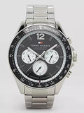 Tommy Hilfiger Luke Quartz Black Dial Silver Steel Strap Watch for Men - 1791120