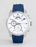 Tommy Hilfiger Decker Quartz White Dial Blue Rubber Strap Watch for Men - 1791349