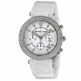 Michael Kors Parker White Dial White Leather Strap Watch for Women - MK5848