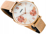 Fossil Jacqueline Three-Hand White Dial Rose Gold Mesh Bracelet Watch for Women - ES4534