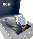 Hugo Boss Spirit Grey Dial Brown Leather Strap Watch for Men - 1513691