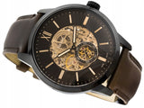 Fossil Townsman Automatic Black Dial Brown Leather Strap Watch for Men - ME3155