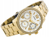 Guess Mini Sunrise Diamonds Silver Dial Gold Steel Strap Watch for Women - W0623L3