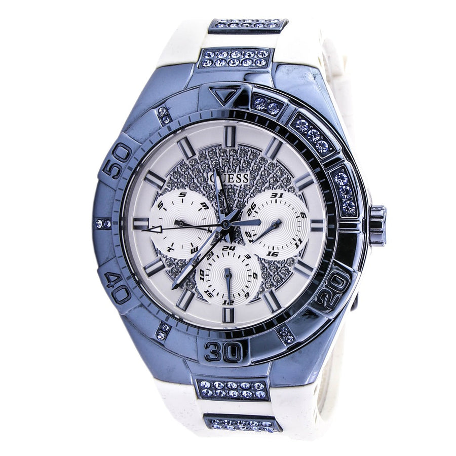 Guess Luna Diamonds White Dial White Rubber Strap Watch for Women - W0653L2