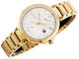 Tommy Hilfiger Angela White Dial Gold Steel Strap Watch for Women - 1782128