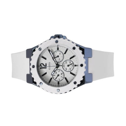 Guess Overdrive Chronograph White Dial White Rubber Strap Watch for Women - W0149L6