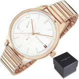 Tommy Hilfiger Brooke Silver Dial Rose Gold Steel Strap Watch for Women - 1782021