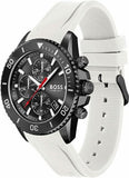 Hugo Boss Admiral Chronograph Black Dial White Rubber Strap Watch for Men - 1513966