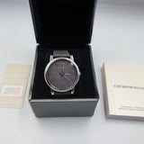 Emporio Armani Classic Quartz Grey Dial Grey Leather Strap Watch For Men - AR1730