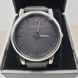 Emporio Armani Classic Quartz Grey Dial Grey Leather Strap Watch For Men - AR1730