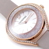 Swarovski Crystalline Aura Silver Dial Beige Leather Strap Watch for Women - 5519450