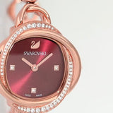 Swarovski Crystal Flower Red Dial Rose Gold Steel Strap Watch for Women - 5552783