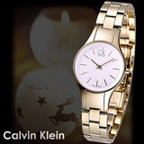 Calvin Klein Simplicity White Dial Gold Steel Strap Watch for Women - K4323212