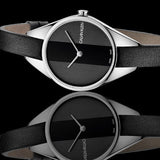 Calvin Klein Rebel Black Grey Dial Black Leather Strap Watch for Women - K8P231C1