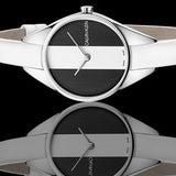 Calvin Klein Rebel White Black Dial White Leather Strap Watch for Women - K8P231L1