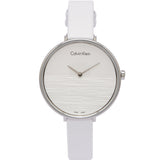 Calvin Klein Rise White Grey Dial White Leather Strap Watch for Women - K7A231L6