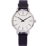 Calvin Klein Even Silver Black Leather Strap Watch for Women - K7B231C6