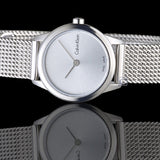 Calvin Klein Minimal White Dial Silver Mesh Bracelet Watch for Women - K3M231Y6