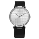 Calvin Klein Sight Silver Dial Black Leather Strap Watch for Men - K1S21120