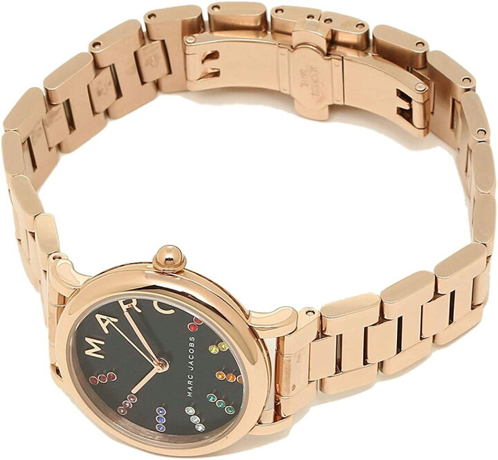 Marc Jacobs Roxy Black Dial Rose Gold Steel Strap Watch for Women - MJ3569