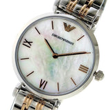 Emporio Armani Gianni T-Bar Mother of Pearl Dial Two Tone Steel Strap Watch For Women - AR1987