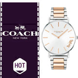 Coach Perry Silver Dial Two Tone Steel Strap Watch for Women - 14503346