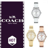 Coach Delancey Diamonds Silver Dial Gold Steel Strap Watch for Women - 14502354