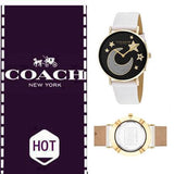 Coach Perry Black Dial White Leather Strap Watch for Women - 14503041