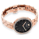 Swarovski Cosmopolitan Black Dial Rose Gold Steel Strap Watch for Women - 5517797