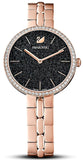 Swarovski Cosmopolitan Black Dial Rose Gold Steel Strap Watch for Women - 5517797