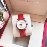 Tissot Couturier Lady Silver Dial Red Leather Strap Watch for Women - T035.210.16.031.01