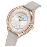 Swarovski Crystalline Aura Silver Dial Beige Leather Strap Watch for Women - 5519450