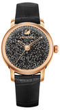 Swarovski Crystalline Hours Black Dial Black Leather Strap Watch for Women - 5295377