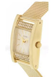 Guess Nouveau Diamonds Gold Dial Gold Mesh Bracelet Watch for Women - W0127L2