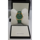 Gucci G Timeless Quartz Green Dial Green Leather Strap Watch For Women - YA1264099