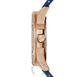 Guess Queen Quartz Crystals Rose Gold Dial Blue Silicone Strap Watch For Women - GW0536L5