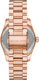 Michael Kors Lexington Three Hand Mother of Pearl Pink Dial Rose Gold Steel Strap Watch For Women - MK7444