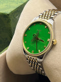 Gucci G Timeless Quartz Green Dial Two Tone Steel Strap Watch For Men - YA1264182