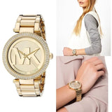 Michael Kors Parker Diamonds Gold Dial Gold Steel Strap Watch for Women - MK5784