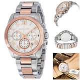 Michael Kors Brecken Chronograph White Dial Two Tone Steel Strap Watch For Women - MK6368